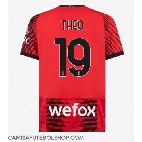 Camisa de time de futebol AC Milan Theo Hernandez #19 Replicas 1º Equipamento 2023-24 Manga Curta